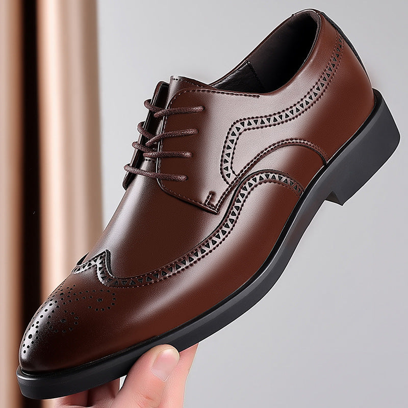 Men Classic Retro Brogues Men Lace Up Business Leather Shoes