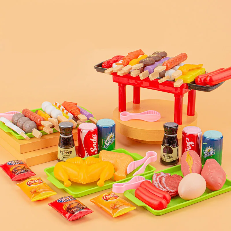 Kids Barbecue Food Set Kitchen Pretend Play Cooking Toys