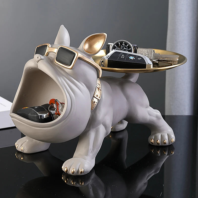 30cm Home Decor Bulldog Figurine Dog Statue Storage Box