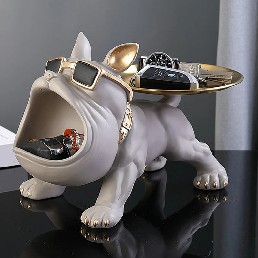 30cm Home Decor Bulldog Figurine Dog Statue Storage Box