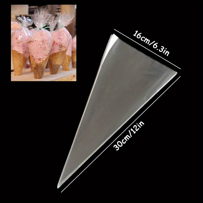 50pcs/lot Clear Cone Candy Storage Bags Cones