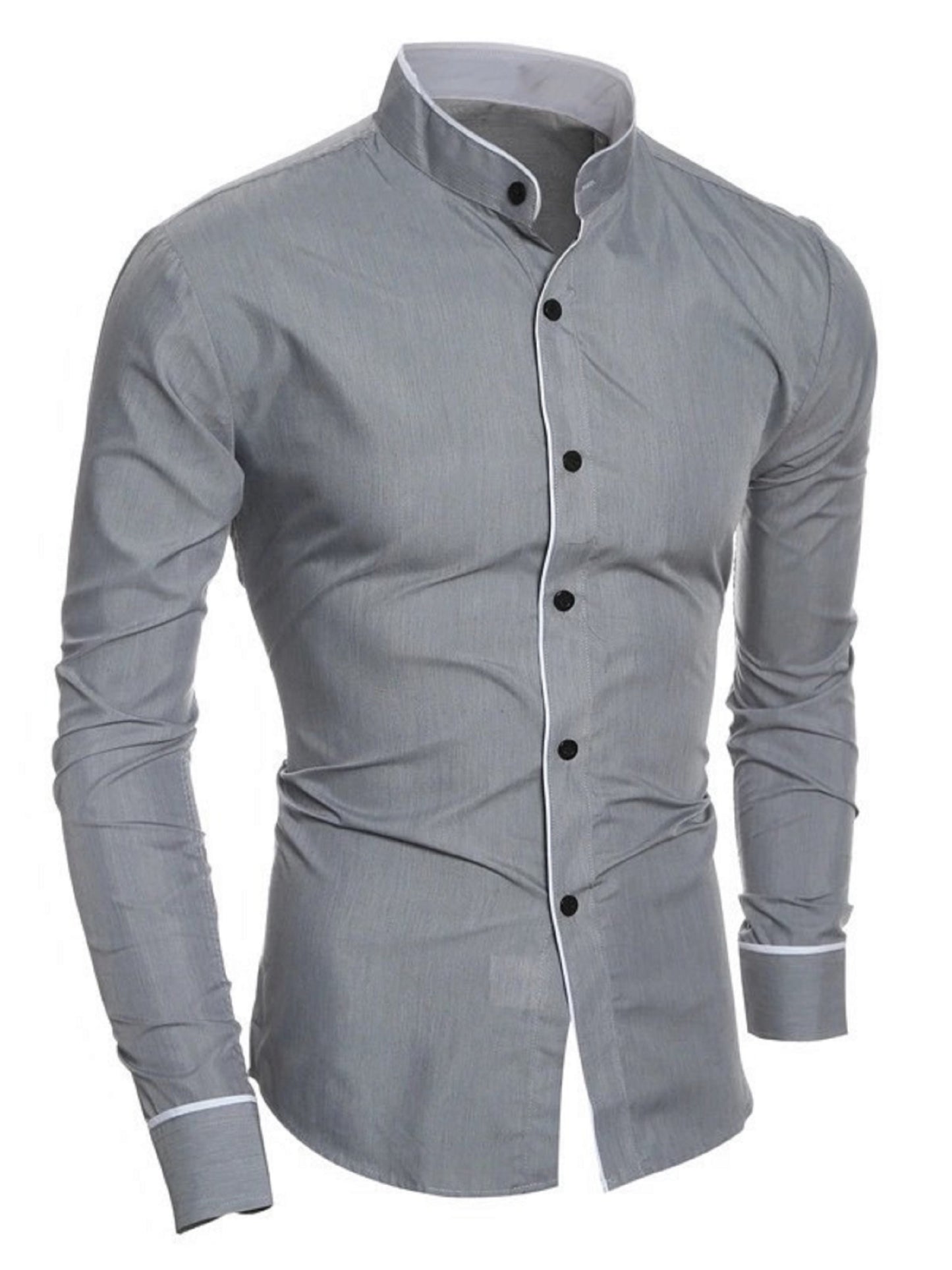 Spring and autumn men's long-sleeved solid color shirt