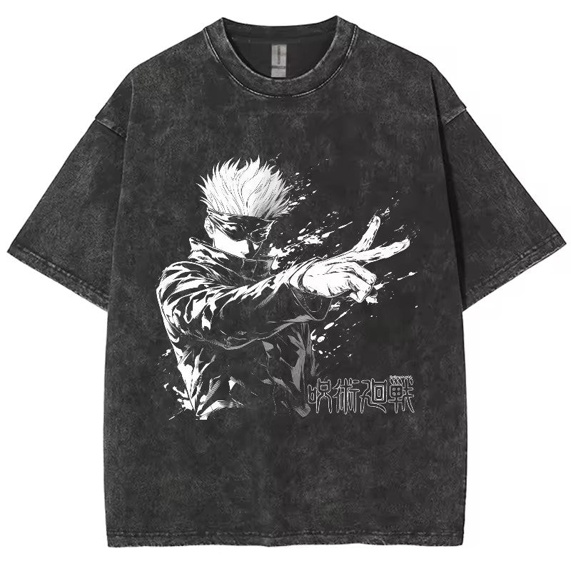 Anime Jujutsu Kaisen Gojo Satoru T Shirts Washed Men T shirt
