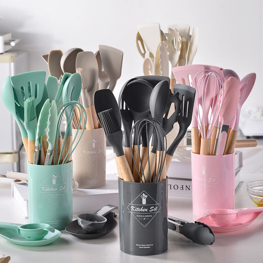 12PCS Silicone Kitchenware Non-Stick Cookware Kitchen Utensils Set Spatula