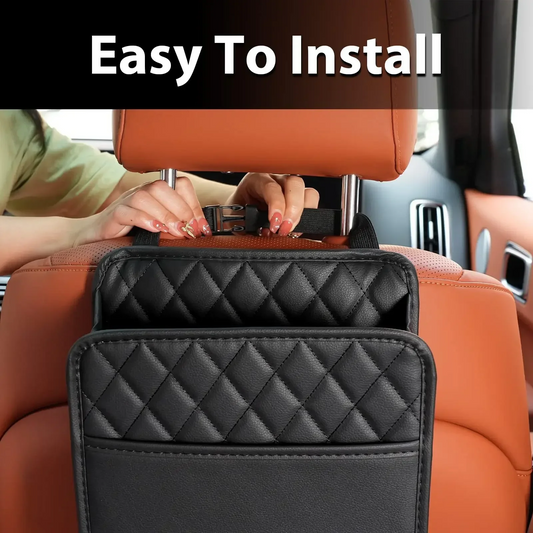 Multi-functional car seat back storage bag Leather