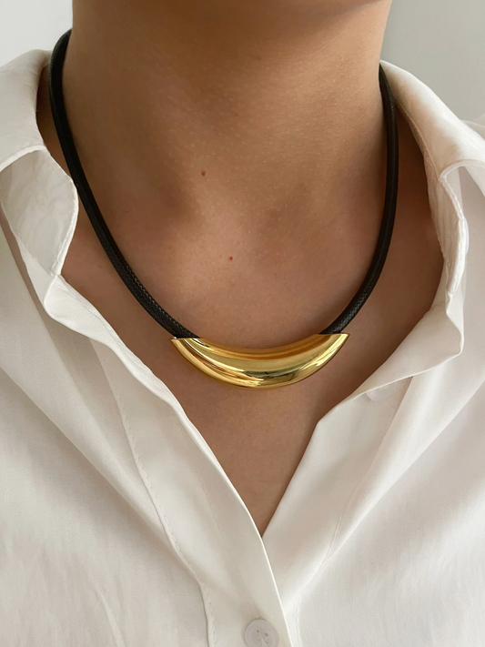 Tarnish Gold Plated Tube Choker Necklace for Women