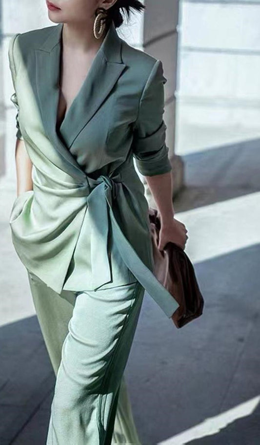 Fashion OL Tracksuits 2PCS Long Sleeve Lapel Neck Blazer