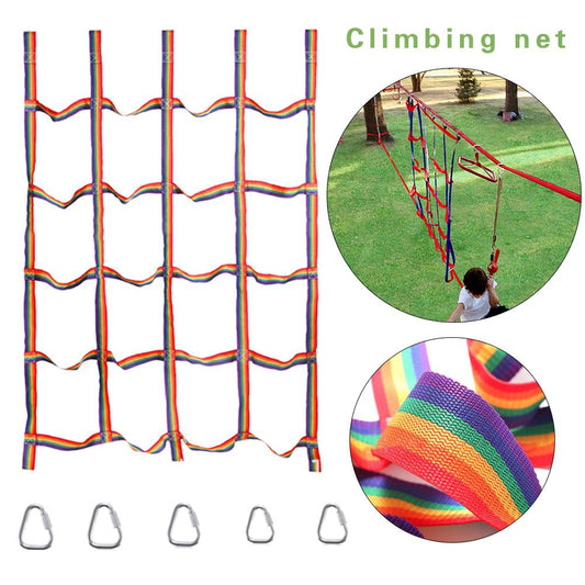 Outdoor Children Climbing Net Rainbow Ribbon Net