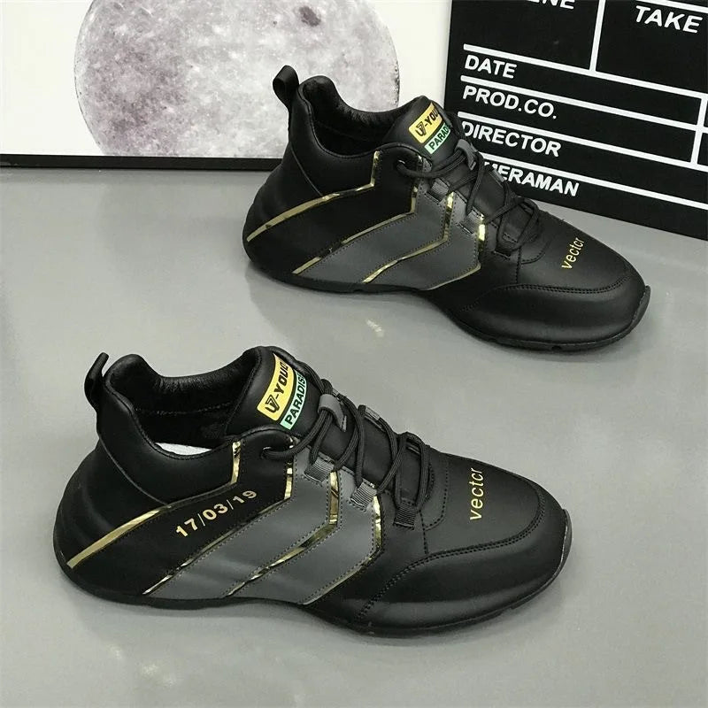Men's Comfortable Leather Sport Shoes Trendy Thick