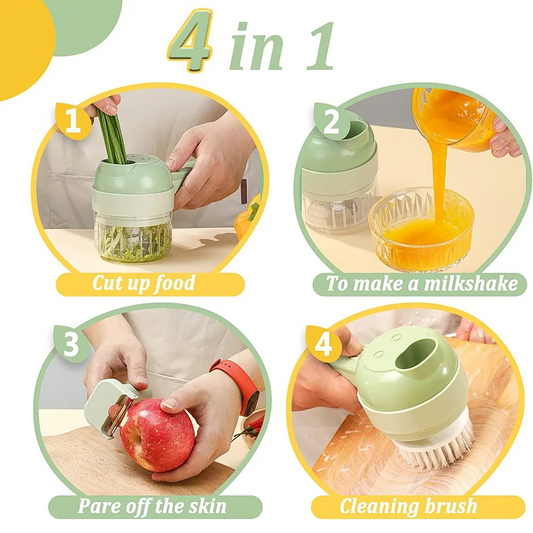 4In1 Electric Vegetable Cutter Set Handheld Wireless