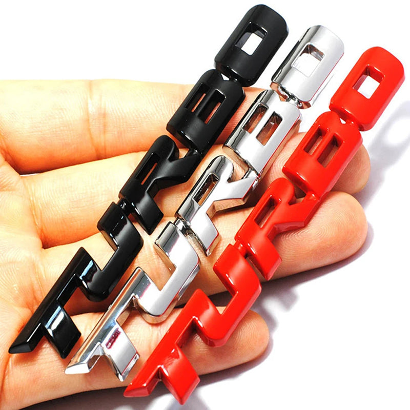 Car Sticker Turbocharged Turbo Metal Alloy 3D