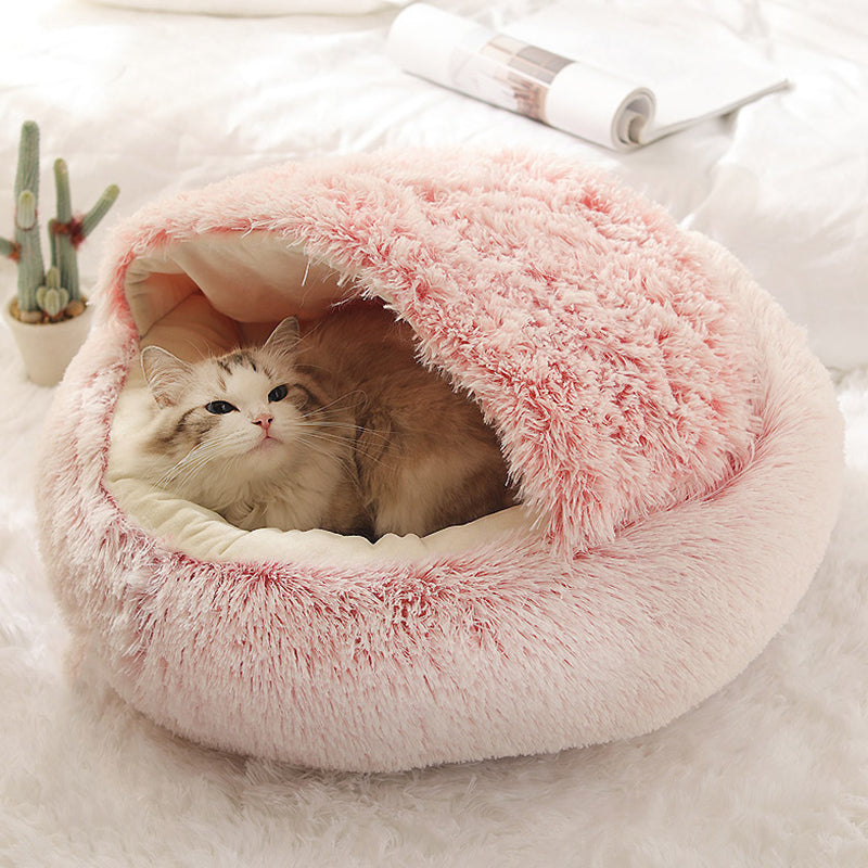 Cat Bed Pet Mattress Warm Soft Plush Pet Bed with Cover Round Cat Dog