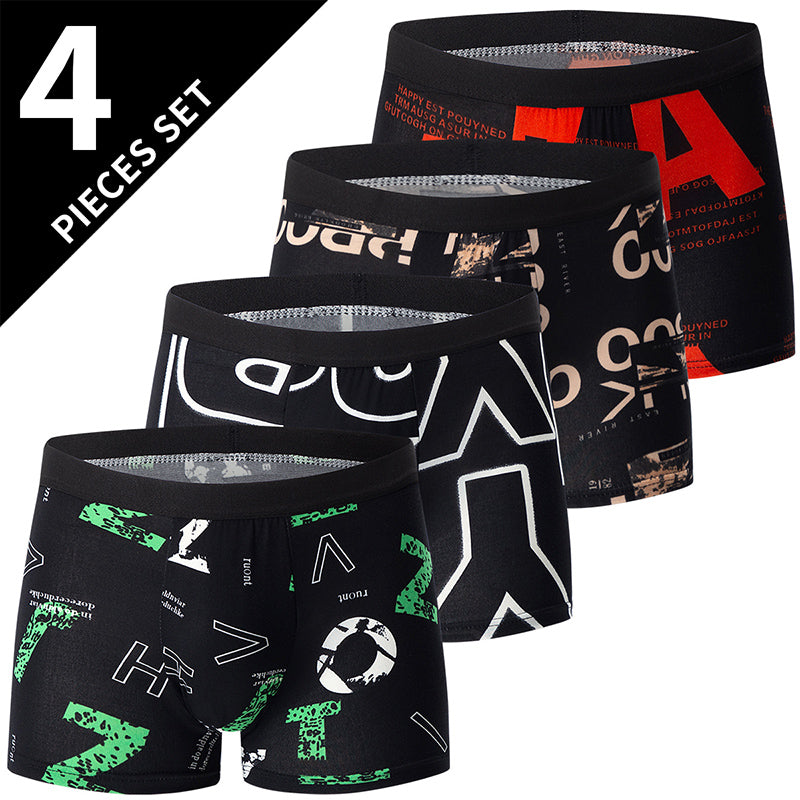 4 Pack European and American Size MEN'S Printed Fashion Boyshort