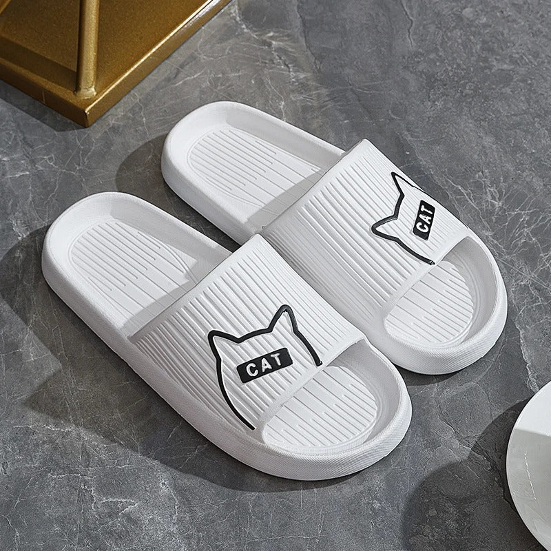 Summer Cartoon Cat Couple Home Shoes Non-slip Flat Slides