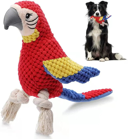Indestructible Plush Parrot Dog Toy