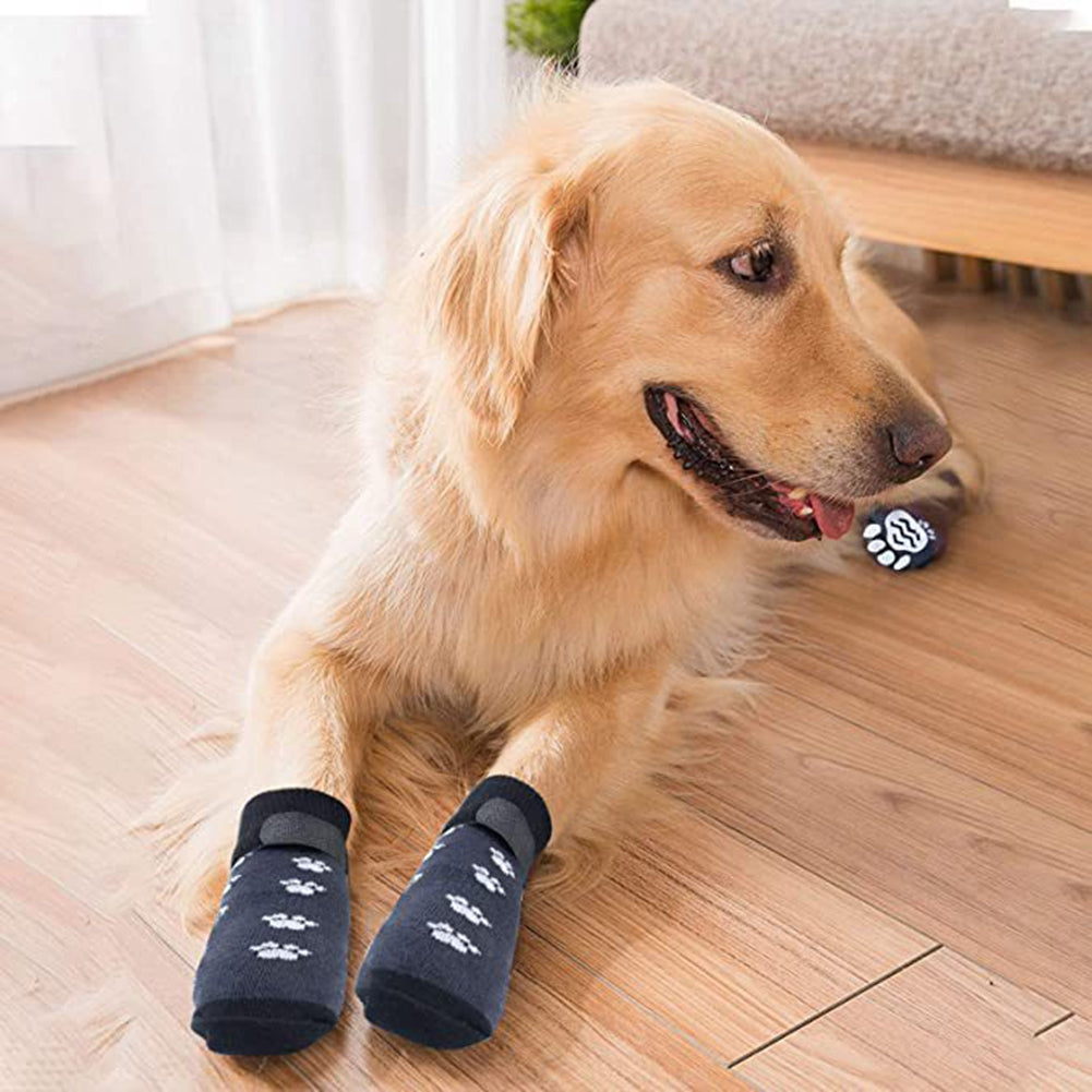 Anti-Slip Dog Socks 4pcs Paw Protector Traction Control Adjustable Indoor Wear