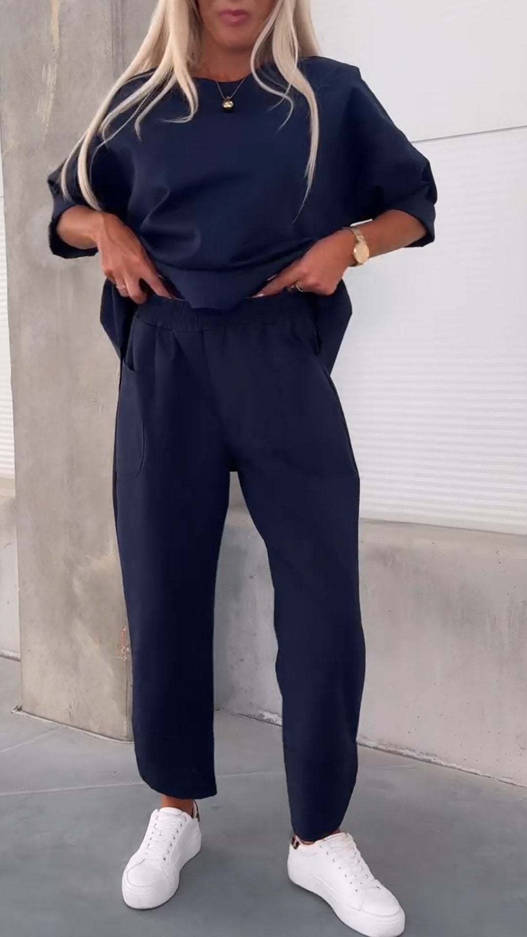 Autumn and winter new women's pure color suit set