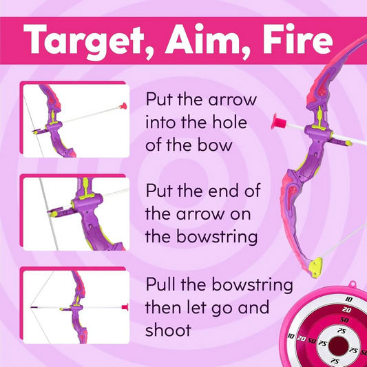 Kids Shooting Set Bow and Arrow Set with Flashing Pink LED Lights