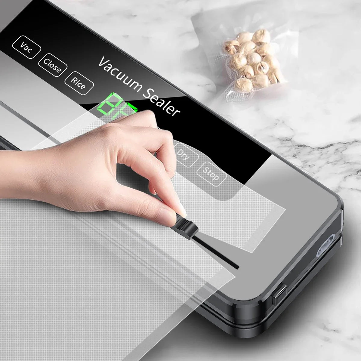 Electric Vacuum Sealer Built-in Cutter Kitchen Food Storage