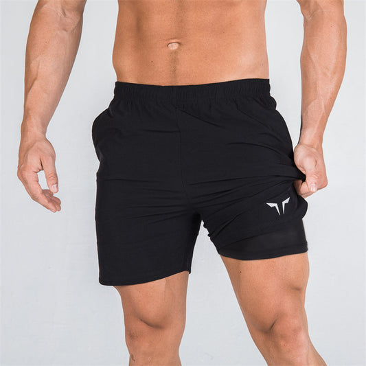 Double-deck fitness sports shorts men summer slim