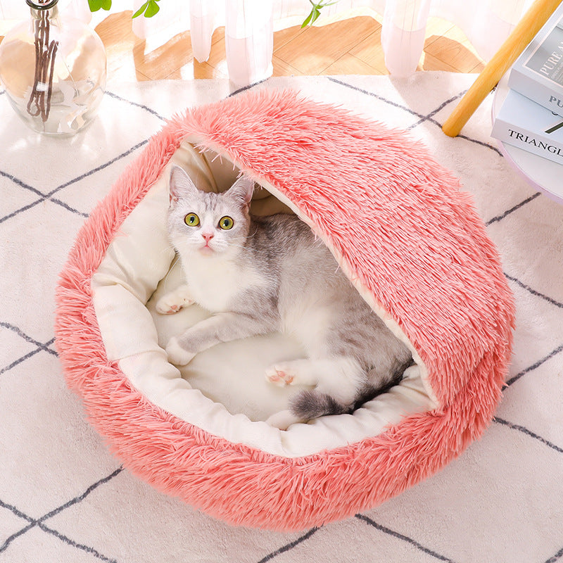 Winter warm shell semi-enclosed cat litter pet cat bed semi-enclosed