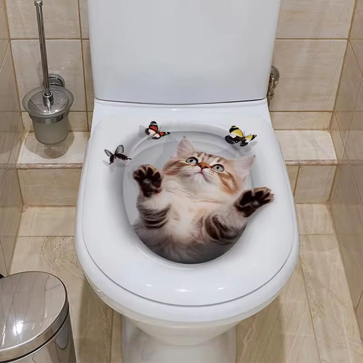 1pc Scary Cat Toilet Sticker - Unique Home Decoration Decal