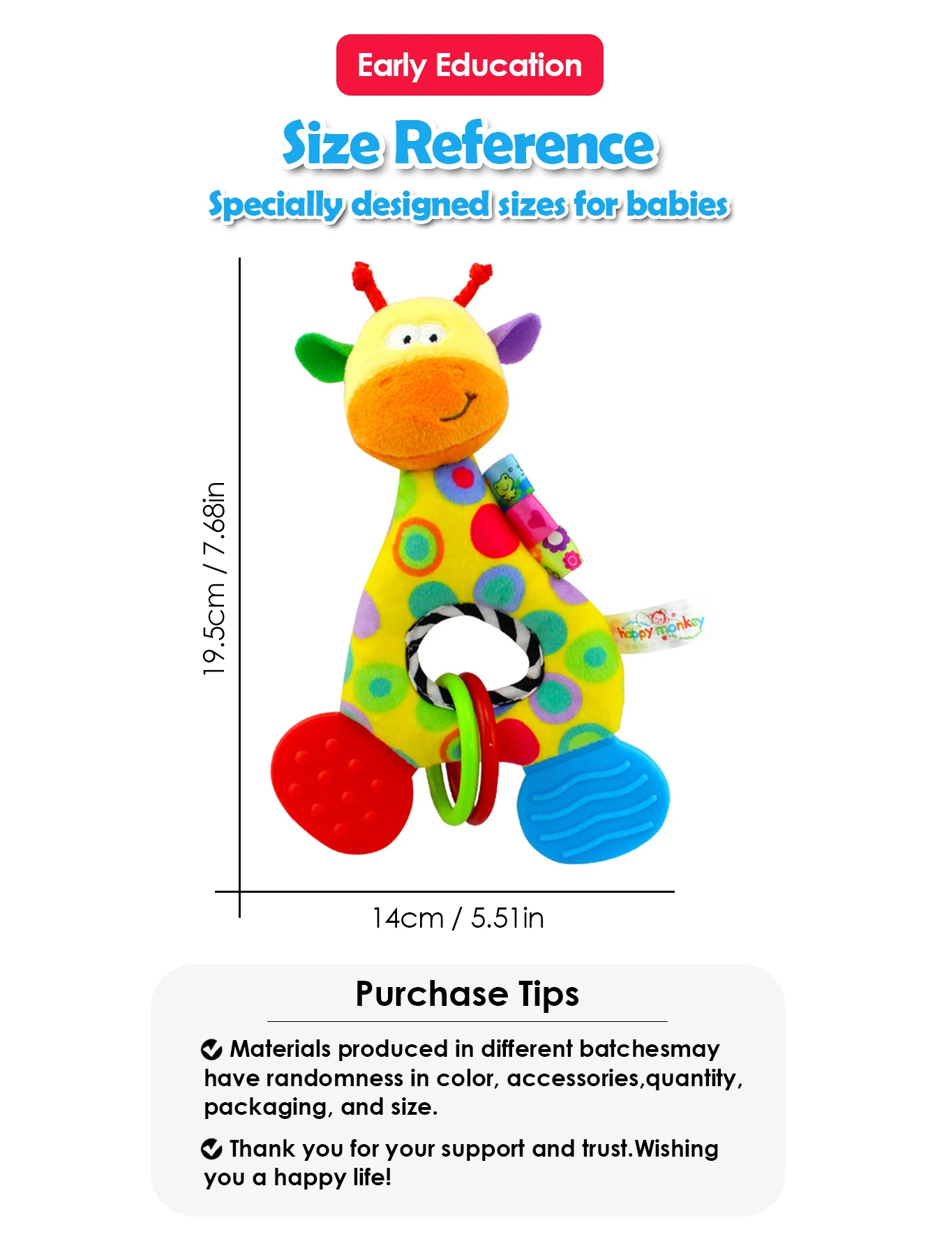 1pcs Baby Soft Rattles Animal Deer Stuffed Doll Teether Doll Cute Kids