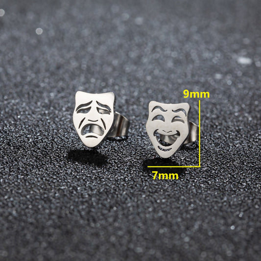 1Pair Creative Funny Mask Stud Earrings for Men Women
