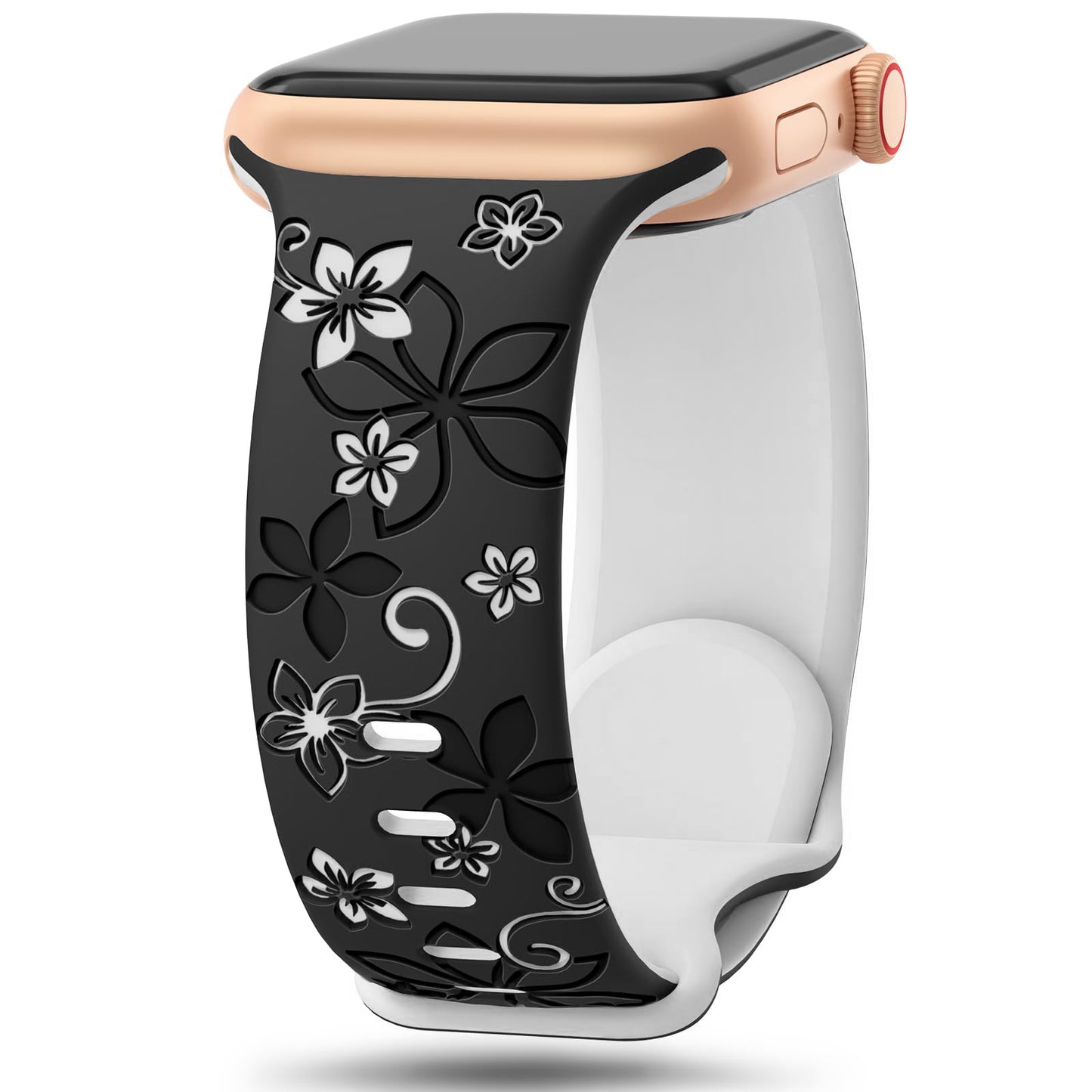 Floral Engraved Strap For Apple Watch Band 41mm 40mm