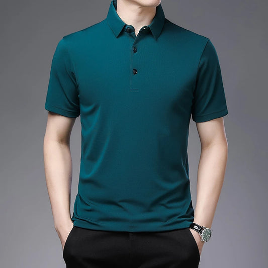 2024 Men's New Solid Color Business Casual POLO Shirt Summer