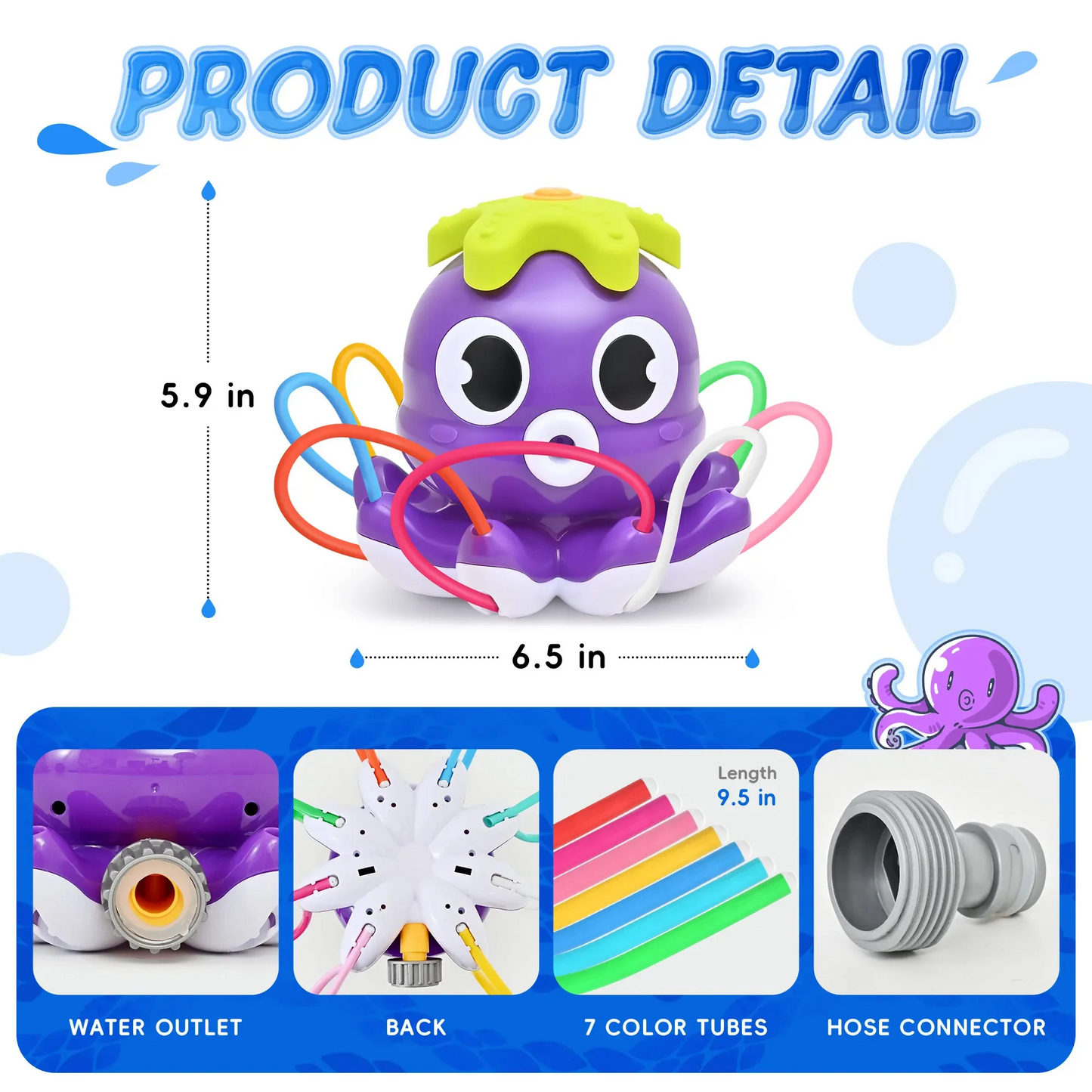 Sprinkler Rotating Spray Outdoor Games for Kids Garden Octopus