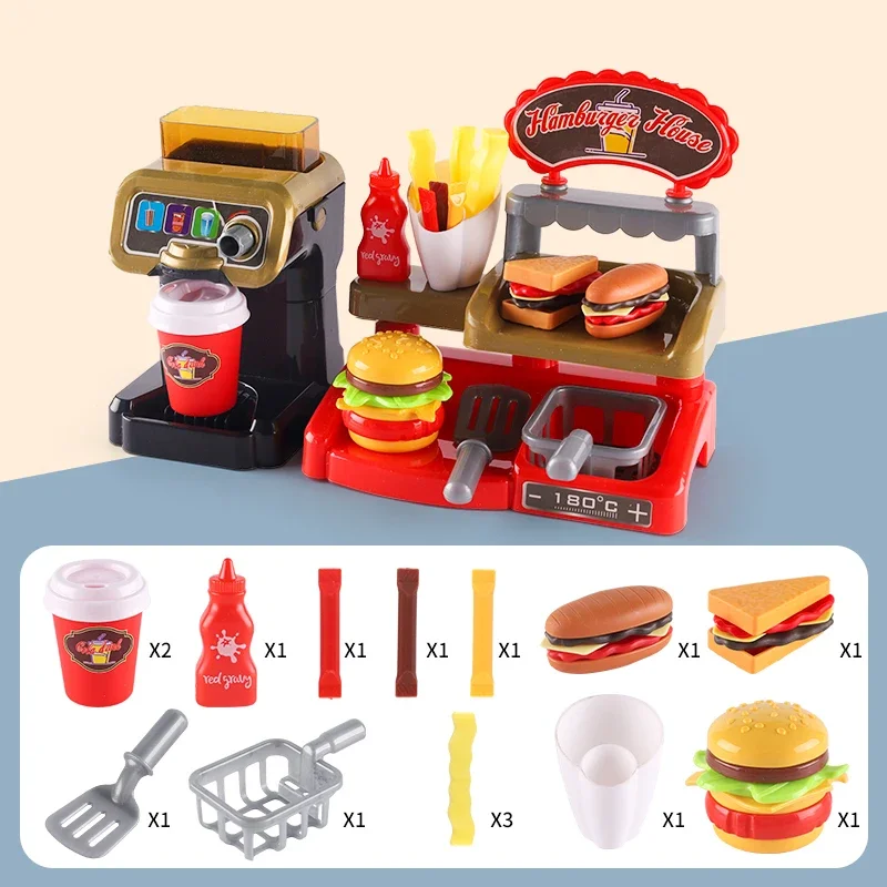 Kid Play House Game Kitchen Fast Food Restaurant