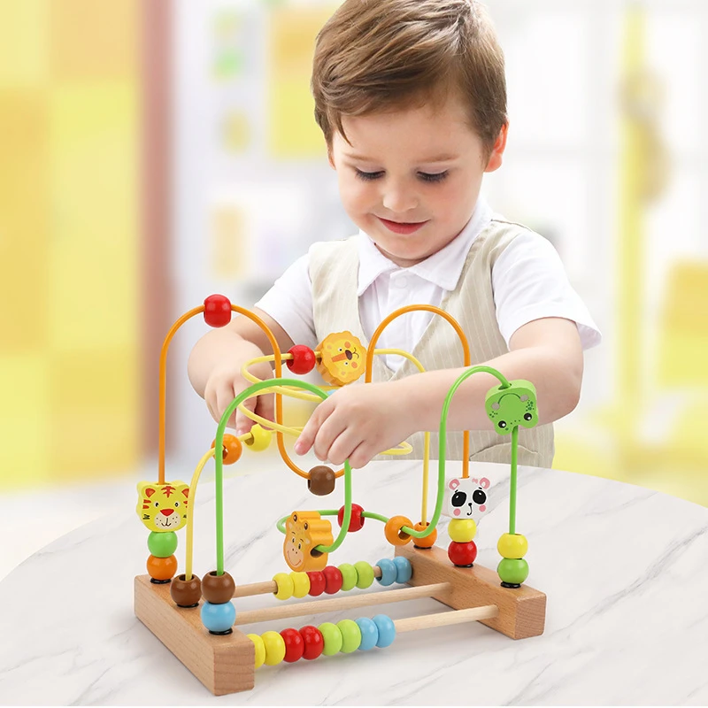 Montessori Baby Toys Wooden Roller Coaster Bead