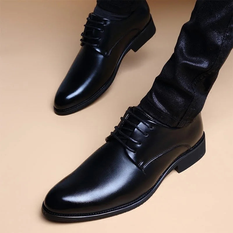 Men Wedding Leather Business Men's Dress Pointed Casual