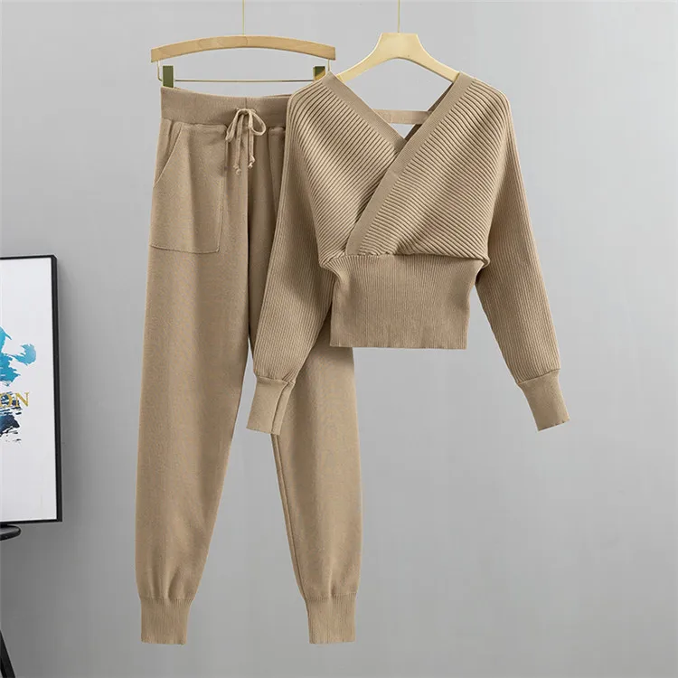 Elegant Tracksuit Sexy Two Piece Set Women Korean Style