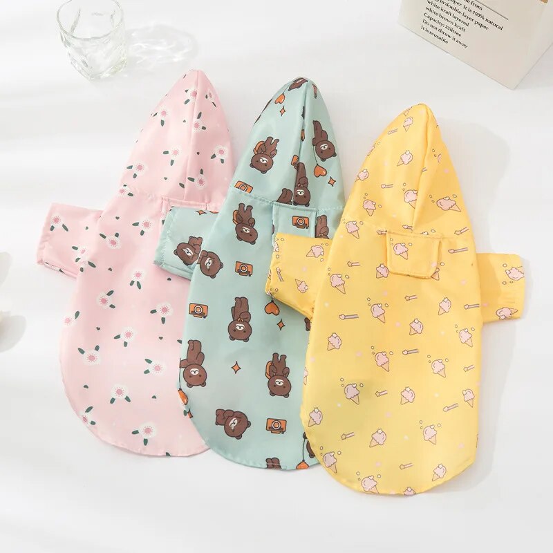 Pet Dog Raincoat Summer Fashion Short Sleeve Dog Waterproof Clothes Puppy