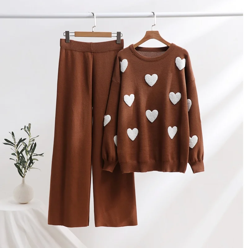 Elegant 2 Piece Knit Pants Set Women