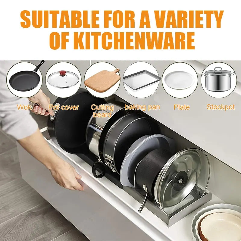 Expandable Stainless Steel Storage Rack Kitchen Cabinet Holder for Pan Pot