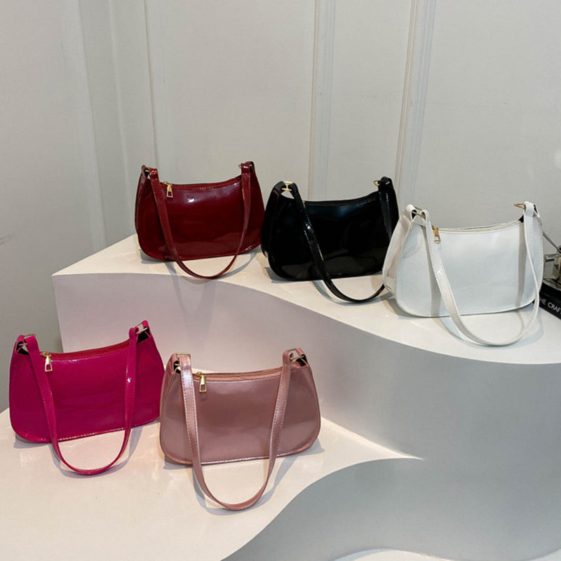 Retro Solid Color PU Leather Shoulder Underarm Bag