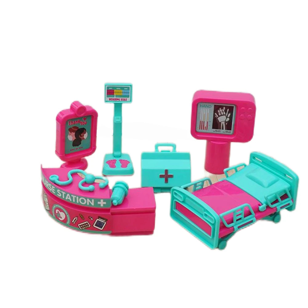 1/12 Dollhouse Hospital Bed Doctor Stethoscope Imitation Counter