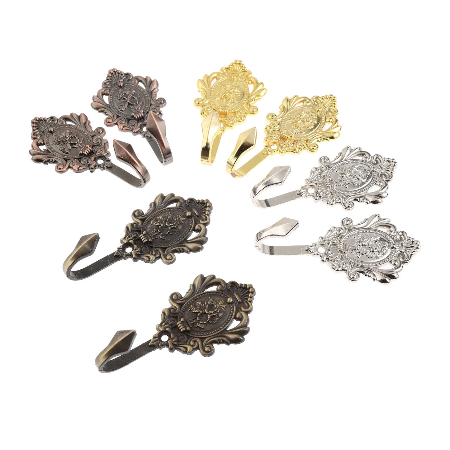 2Pcs Rose Pattern Vintage Drapery Curtain Holdbacks