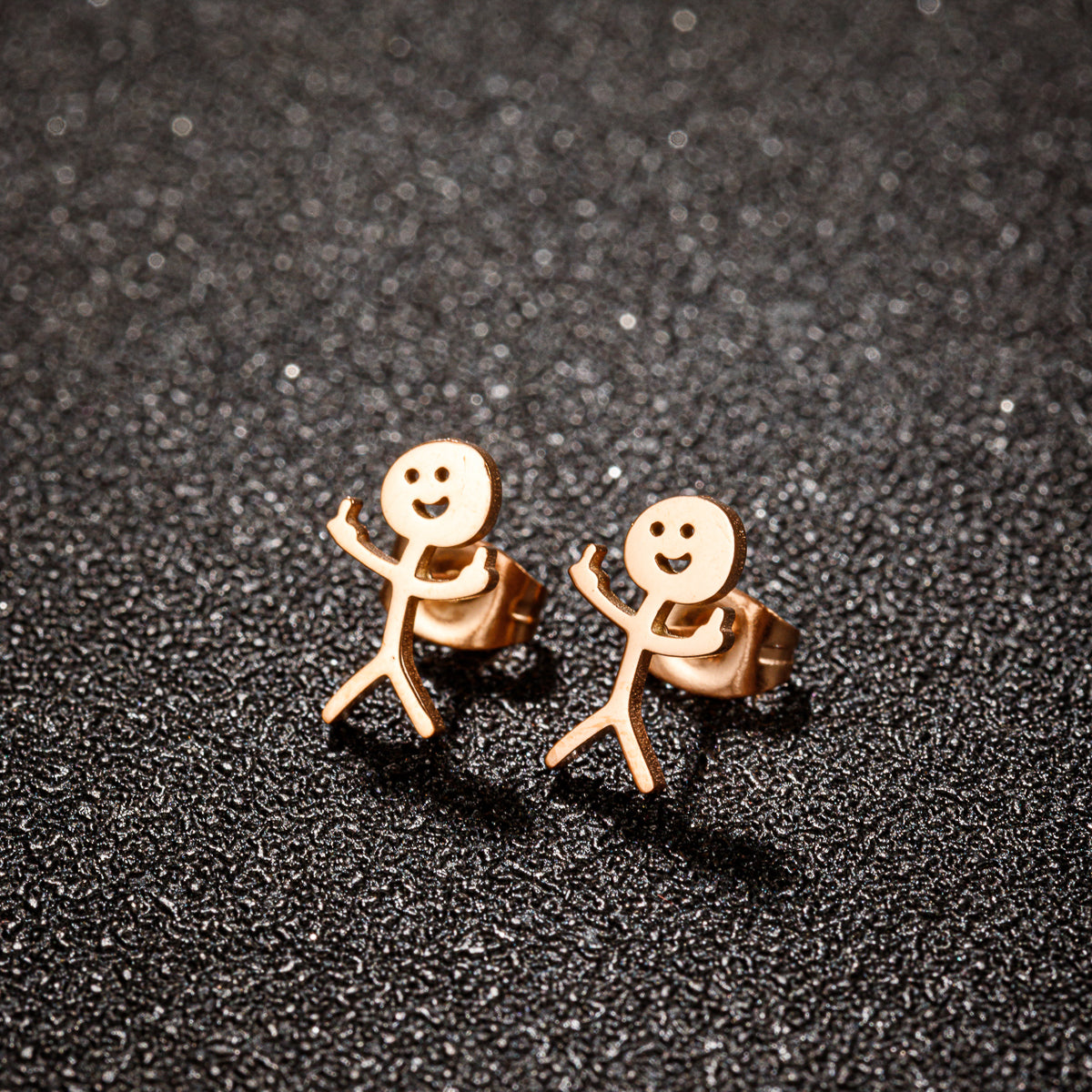 1 Pair Funny Middle Finger Stud Earrings Stainless Steel