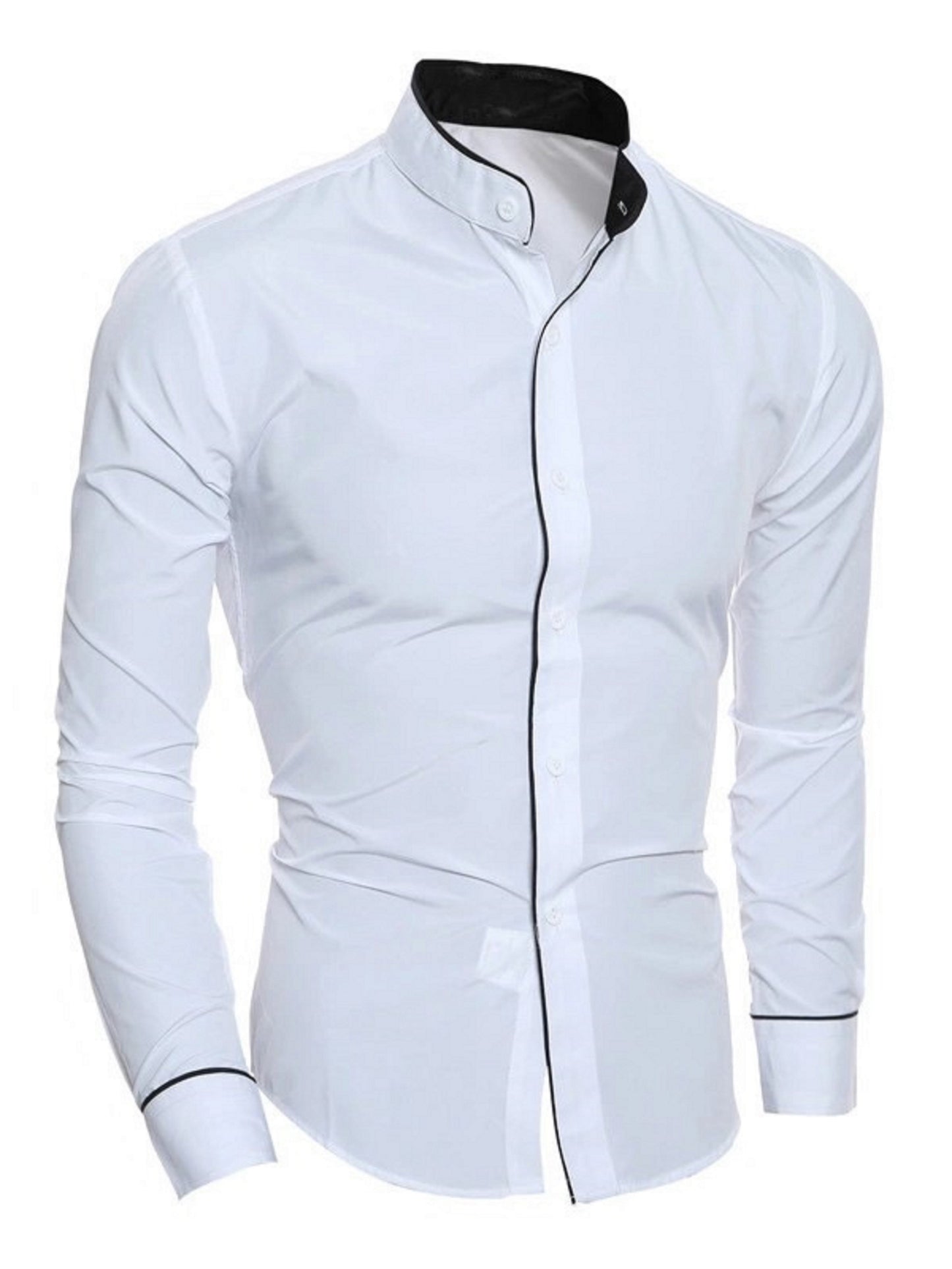 Spring and autumn men's long-sleeved solid color shirt