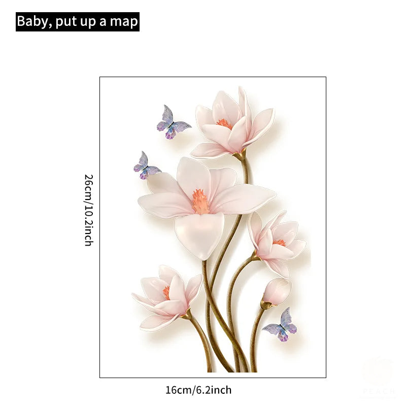 1PC Chinese Style Simple And Elegant Flower Butterfly Stickers