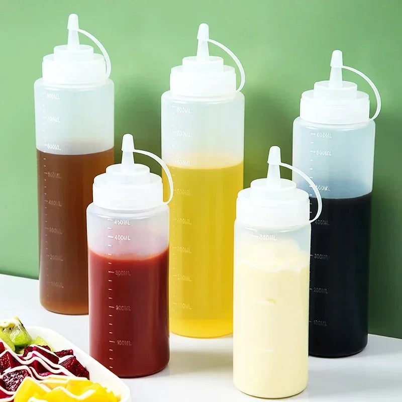 Large Squeeze Condiment Bottles with Nozzles