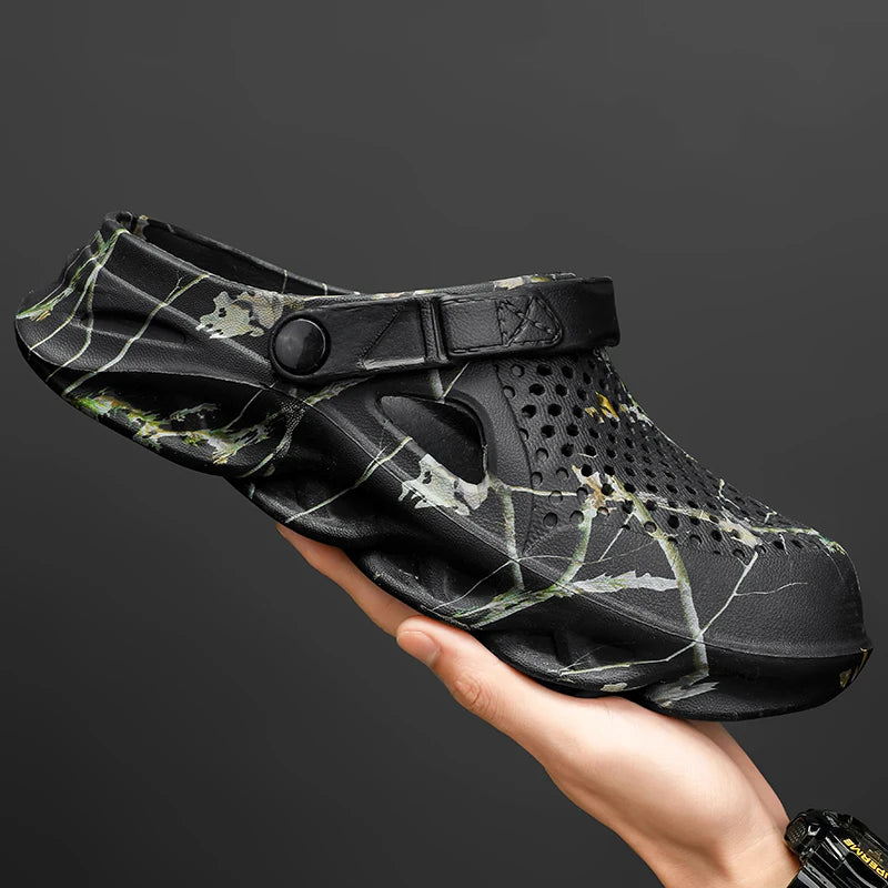 Men Summer Slippers thick Sole Mens clogs Sandals Hollow Breathable