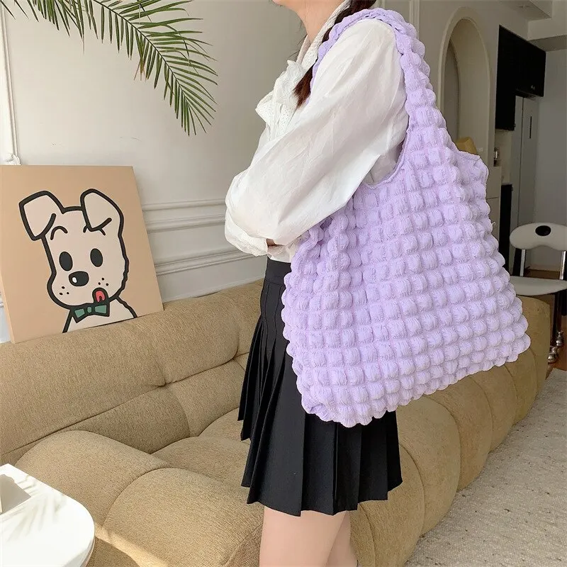 Summer Pleated Bubble Cloud Women Shoulder Bag