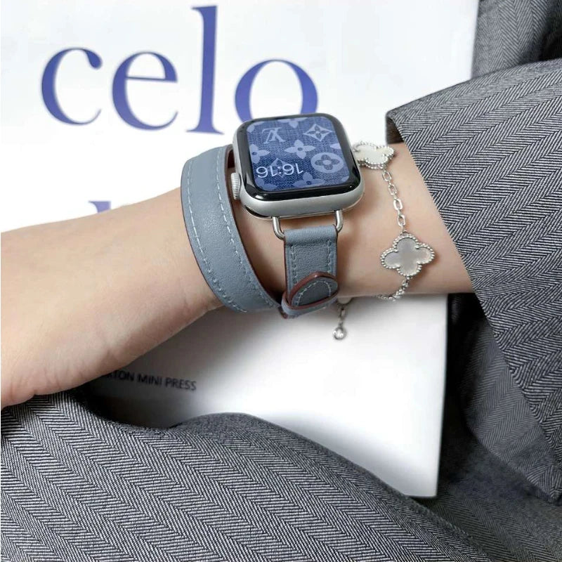 For Apple Watch band 40mm 41mm Double Tour leather Strap