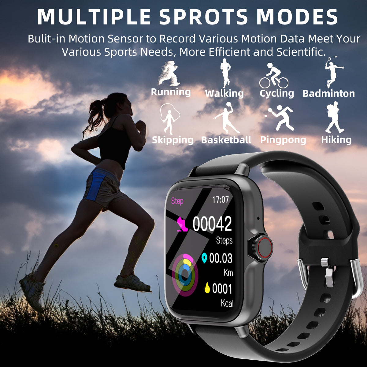 1.83'' Waterproof Smart Watch with Message Sports
