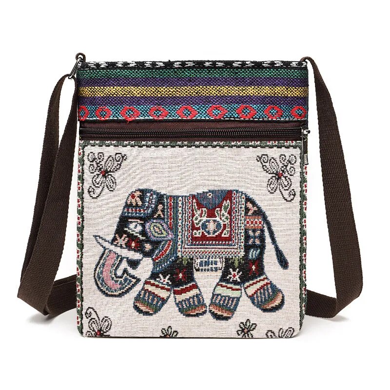 Women Small Canvas Embroidered Phone Shoulder Bag